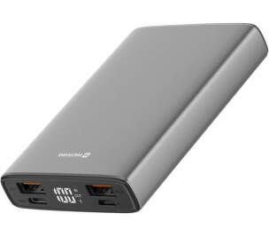 Swissten Aluminium powerbanka USB-C/2× USB-A PD QC 3.0 10 000 mAh šedá
