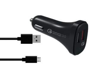 Winner 2× USB QC 3.0 5,4 A černá auto-nabíječka s micro USB kabelem