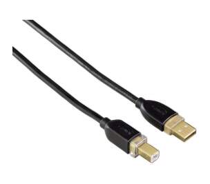 Hama 46772 USB 2.0 kabel AB 3m pozlacený černý