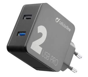 CellularLine Multipower Pro 2× USB QC 3.0 30 W černá