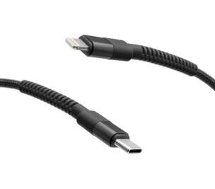 Mobilnet USB-C/Lightning 20W/3A 2m černý textilní kabel