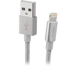 SBS USB/Lightning stříbrný datový kabel 1 m