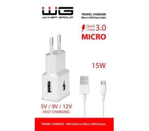 Winner USB QC 3.0 2 A bílá 1 m micro USB kabel síťová nabíječka