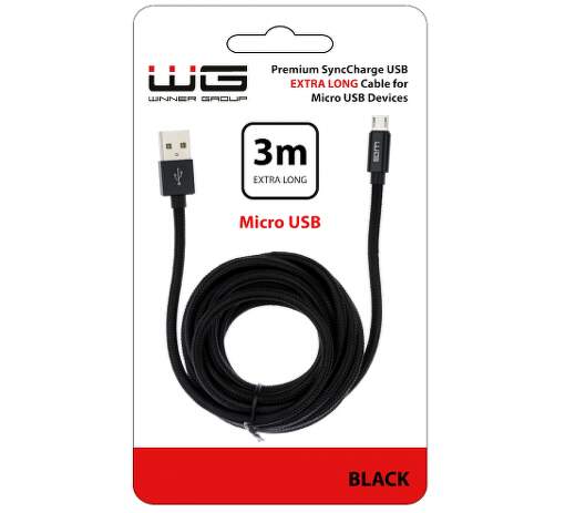 Winner microUSB kabel 3m, černá