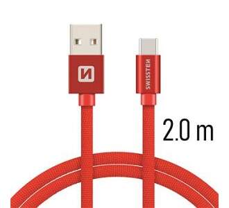 Swissten USB/USB-C kabel 2,0 m, červená