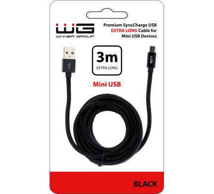 Winner miniUSB kabel 3m, černá