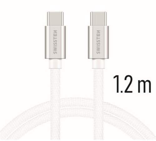 Swissten Dátový kábel USB-C / USB-C 1,2 m strieborná