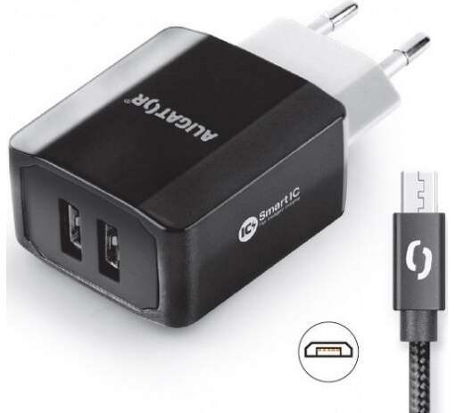 Aligator Smart IC 2x USB síťová nabíječka + kabel Micro USB, černá