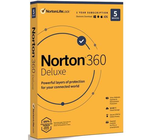 Norton 360 Deluxe (1 uživatel, 5 zařízení, 1 rok)