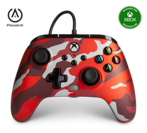 PowerA Enhanced Wired Controller pre Xbox SeriesOne - Metallic Red Camo (1)