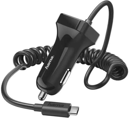 Hama USB-C nabíječka do auta s kabelem 1 m 2,4A černá
