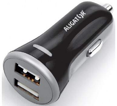 Aligator 2x USB 3,4A Smart IC autonabíječka, černá