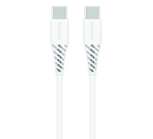 Swissten datový kabel 2× USB-C PD 100 W 1,5 m bílý