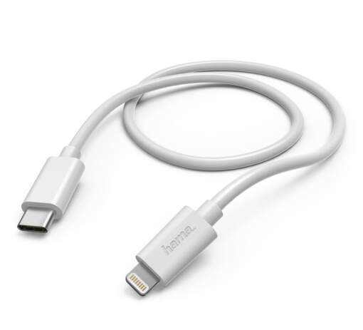 Hama USB-C - Lightning kabel 3 A 1 m, bílá