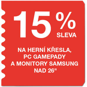 15 % sleva na herní křesla, PC gamepady a monitory Samsung nad 26"