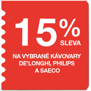 15 % sleva na vybrané kávovary De'Longhi, Philips a Saeco